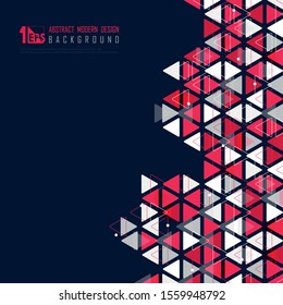 Abstract triangle tech color white and red design decoration background. Decorate for poster, artwork, template design. illustration vector eps10
