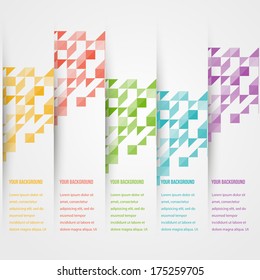 Abstract triangle template banner. Color set Vector.