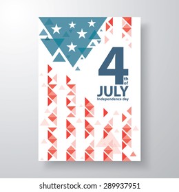 Abstract triangle with text 4th of July for American Independence Day celebration. Vector illustration. Cover design template layout in A4 size for brochure, flyer, banner, poster