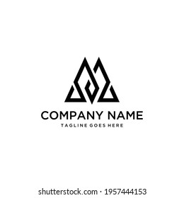 The abstract triangle that forms the letter M sign design	