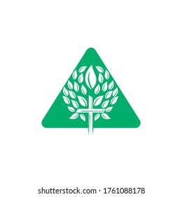 Abstraktes Dreieck und drei religiöse Kreuzsymbol Symbol Vektordesign.