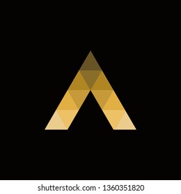 abstract triangle A  typography vector logo