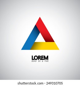 abstract triangle vector design template icon. This also represents creative technology symbol, business media sign, infinite triangle, geometric shapes