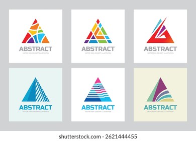 Abstract triangle - vector logo set concept illustration for corporate identity. Pyramid sign collection. Graphic design element.