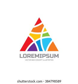 Abstract triangle - vector logo template concept illustration for corporate identity. Pyramid sign. Colored shapes structure. Design element. 