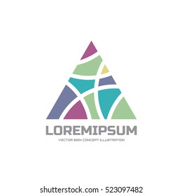 Abstract triangle - vector logo template concept illustration for corporate identity. Pyramid sign. Colored shapes structure. Design element.