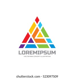 Abstract triangle - vector logo template concept illustration for corporate identity. Pyramid sign. Colored shapes structure. Design element.