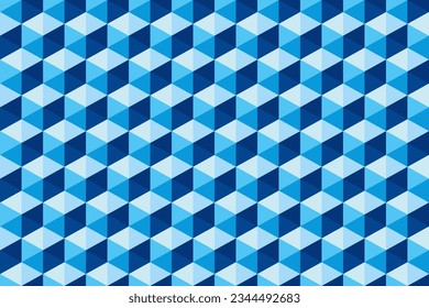 Abstract triangle vector seamless pattern. Blue geometric pattern.