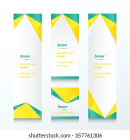 Abstract Triangle Vertical Banner  Green And Yellow