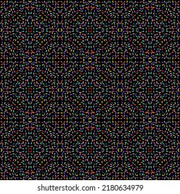 Abstract Triangle wallpaper. Seamless pattern. Colorful confetti in black background.