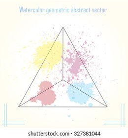 Abstract triangle with watercolor splatter