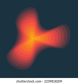 Abstrakter dreieckiger, gewellter orangefarbener, roter und blauer Hintergrund. Vektorgrafik