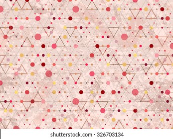 Abstract triangle web background with colorful dots. Geometric texture. Trendy vector background can be used for web design, textures and fashion textile fabric, cases, printed products.