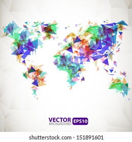 Abstract triangle world map with explosion 