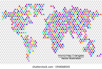 Abstract triangle World Map on white background. Geometric vector pattern