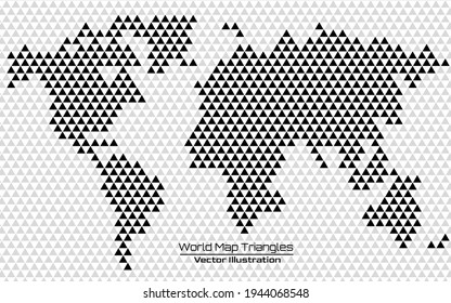 Abstract triangle World Map on white background. Geometric vector pattern
