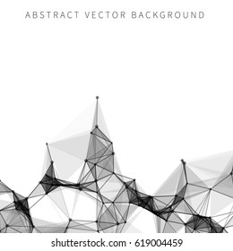 Abstract triangles background. Dots and points connected with lines. Isolated on white background.
