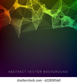 Abstract triangles background. Dots and points connected with lines. Isolated on ark colored background.
