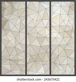 Abstract triangles background in pearly tones in stained-glass window style.