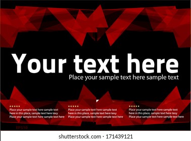 Abstract triangles background red template. Vector.