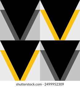 Abstract Triangles (Black, Gray, Yellow) - Geometric Shapes; Repeating Vector Image; Easily Editable; Endless Design; Colorful lIlustration - Print for Gift Paper, Packaging, etc.