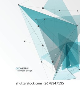 Abstract triangles connect design. Geometric texture background. Scientific vector technology