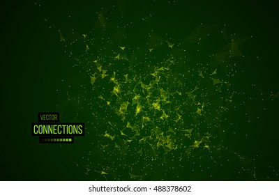 Abstract Triangles Connections Background. Technology/Science Design - Connecting Dots And Lines. Connection Structure. Polygonal Vector Background. Futuristic HUD.