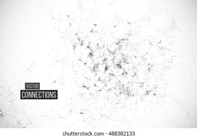 Abstract Triangles Connections Background. Technology/Science Design - Connecting Dots and Lines. Connection Structure. Polygonal Vector Background. Futuristic HUD.