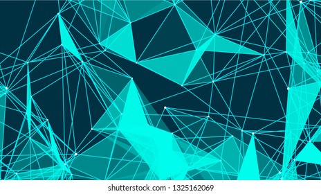 Abstract triangles with connections are in space. Background with connecting dots and lines. Connection structure, 3d rendering backdrop