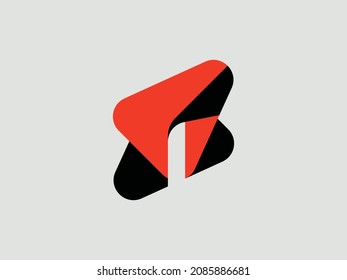Abstract triangles are crossed together, and the negative form forms the vector logo design of number 1.