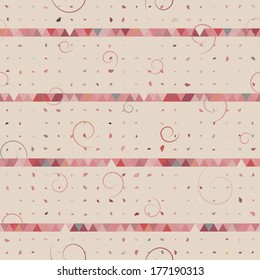 Abstract of triangles, dots, swirls. 