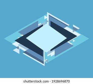 Los triángulos abstractos se forman sobre fondo azul. Ilustración vectorial de patrón geométrico simple.
