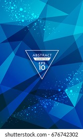 Abstract triangles geometric blue and lighting point background, vector illustration