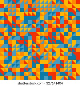 Abstract triangles geometric pattern. Random colored swatches. Seamless vector background. Five colors only  - easy to recolor..