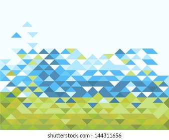 abstract triangles in green and blue