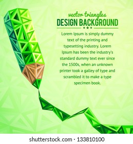 Abstract triangles green vector pencil background