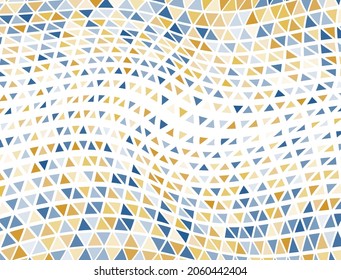 Abstract triangles halftone vector. Triangular elements transition banner background. Digital triangles halftone shapes.