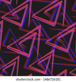 Abstract triangles in hipster style on colorful background. Abstract geometric seamless pattern