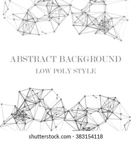 Abstract triangles low poly. White background with connecting dots and lines. Light connection structure. Polygonal vector background. Futuristic HUD.