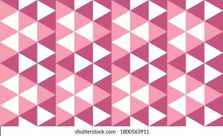 Abstract Triangles Ornament. Triangular Shapes Wallpaper. Geometric Seamless Pattern Design Template. Soft Pink, White Ice Cream Pastel Color Theme.