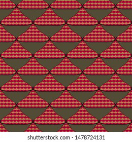 Abstract triangles painted with colored rhombuses. Seamless vector background illustration.