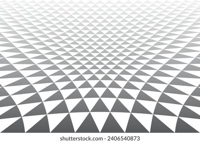 Abstract Triangles Pattern in Diminishing Perspective. Black and White Textured Background. Vector Art.