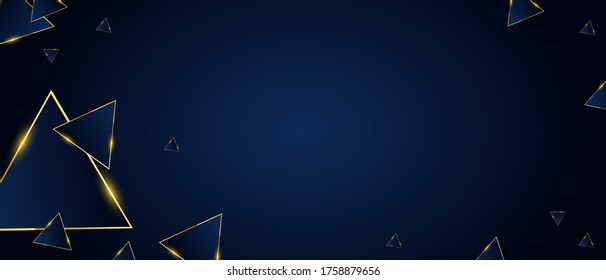 Abstract triangles pattern luxury dark blue with gold vector background