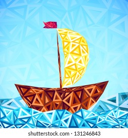 Abstract triangles pattern vector simple boat