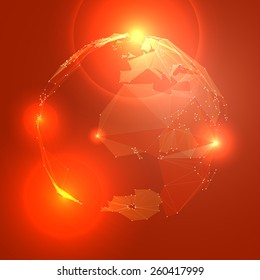 Abstract Triangles Planet Earth in Space. Stock Vector Illustration