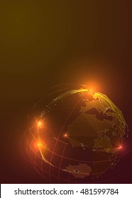 Abstract Triangles Planet Earth in Space.