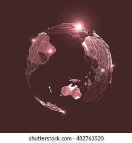 Abstract Triangles Planet Earth in Space.
