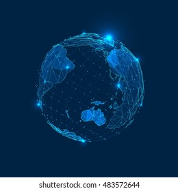 Resumen triángulos planeta Tierra en el espacio.