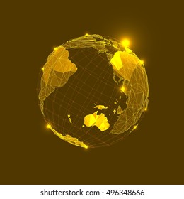 Abstract Triangles Planet Earth in Space.