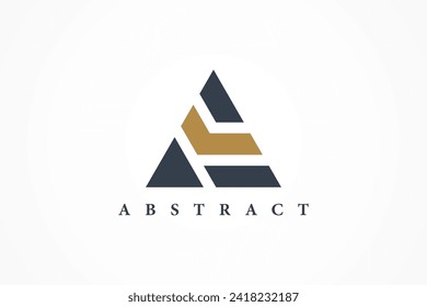 Abstract triangles pyramid logo business vector design template. Black and gold  geometric Shape Logo design isolated on white background. Usable for Business or Branding Logo Related with Triangle